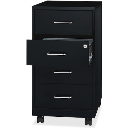 Nusparc 4-Drawer Mobile Storage Cabinet, 14.2" x 18" x 26.5", Black NPRVF418DMBK